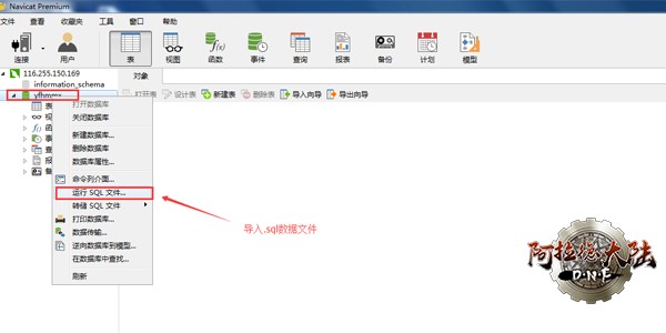选中数据库运行sql文件